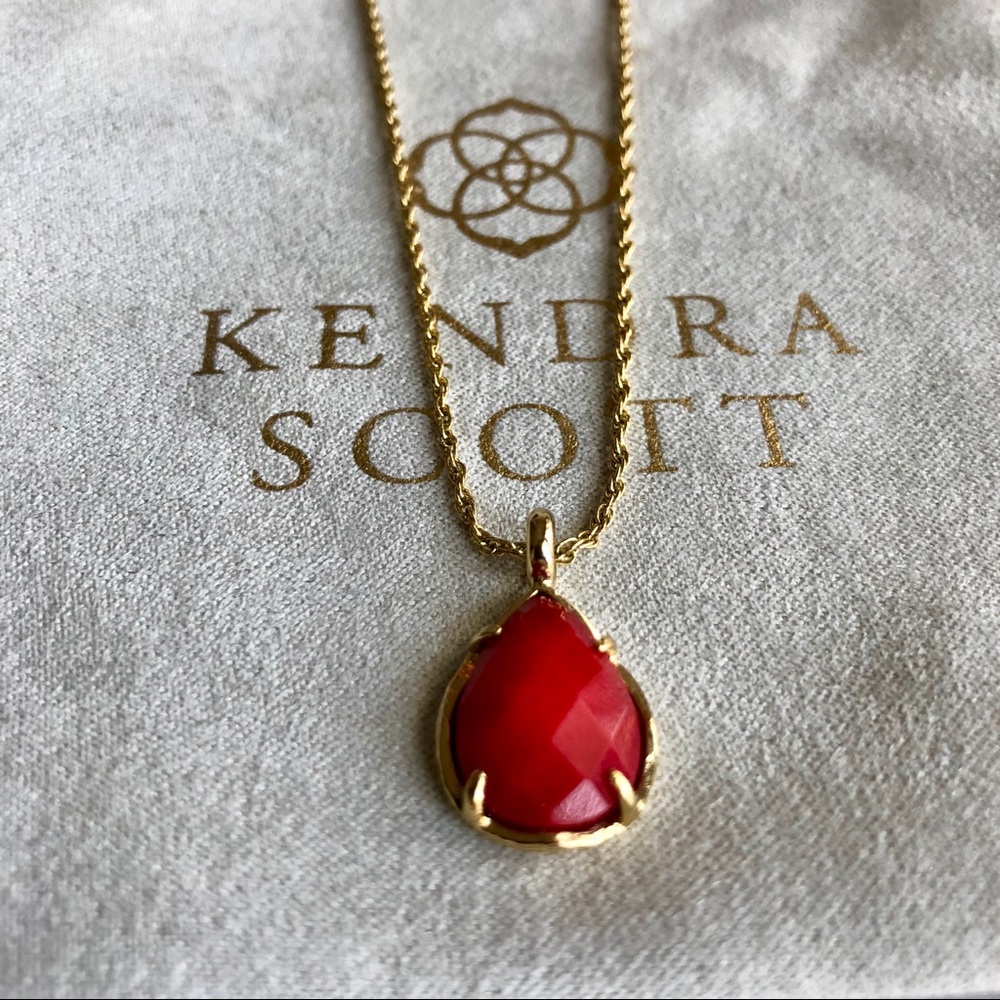 Kendra Scott Kiri Necklace in Red and Gold!